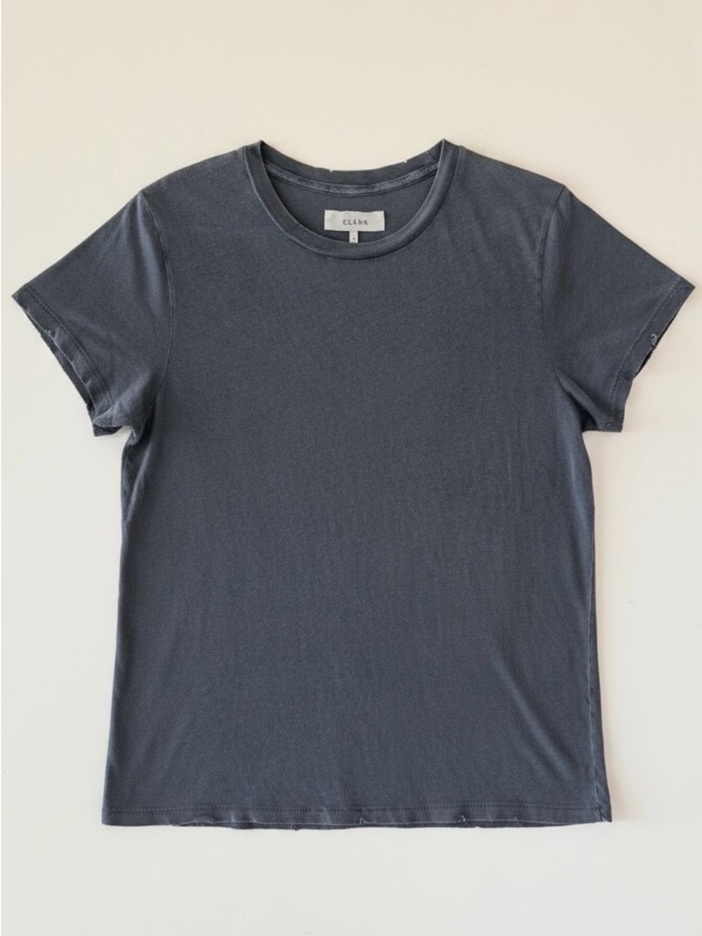 THE GREAT Distressed Crewneck Tee Faded Black Grey Size 2 M Like New